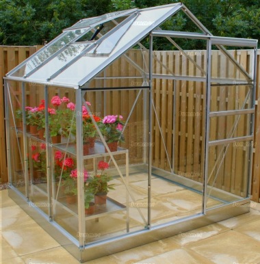 Aluminium Greenhouse 12 - Silver, Toughened Glass Aluminium Greenhouse 12 - Silver, Toughened Glass