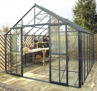 Large Green Aluminium Greenhouse 192 - Toughened Glass Large Green Aluminium Greenhouse 192 - Toughened Glass