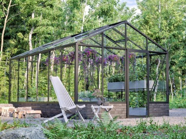 Dwarf Wall Aluminium Greenhouse 753 - Box Section, Black Painted