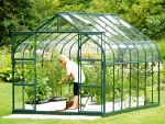 Aluminium Greenhouse 148 - Green, Curved Eaves Aluminium Greenhouse 148 - Green, Curved Eaves
