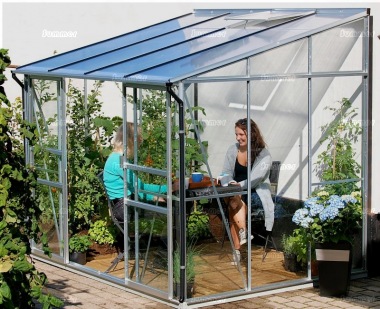 Aluminium Lean To Greenhouse 167 - Double Door, Polycarbonate Roof
