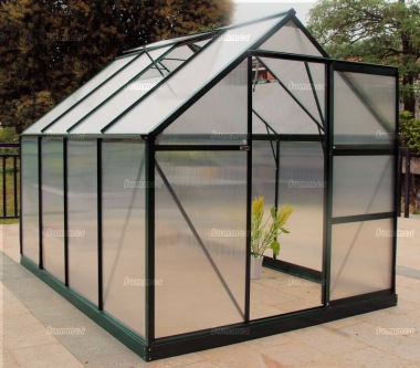 Aluminium Greenhouse 017 - Green, Polycarbonate, Base Included