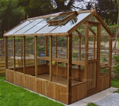 Thermowood Wooden Greenhouse 210 - Toughened Glass