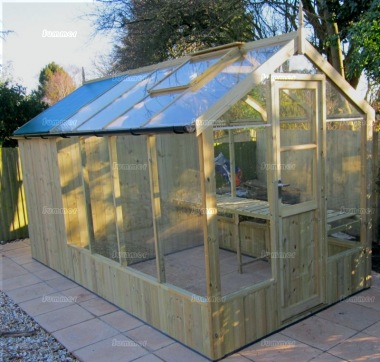 Thermowood Wooden Greenhouse 212 - Built In Shed