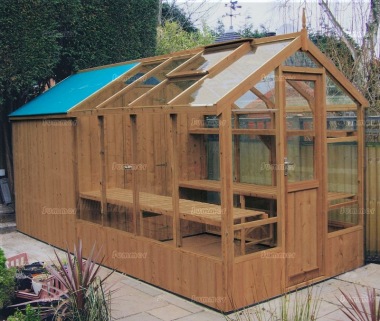 Thermowood Wooden Greenhouse 213 - Built In Shed, Fitted Free