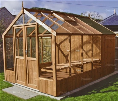 Thermowood Wooden Greenhouse 217 - Built In Shed, Fitted Free