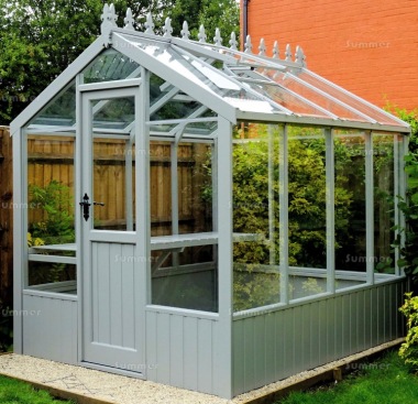 Painted Wooden Greenhouse 543 - Toughened Glass, Fitted Free