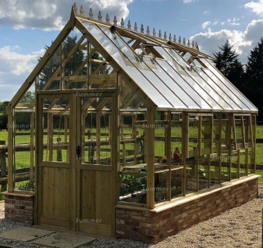 Dwarf Wall Victorian Greenhouse 570 - Steep Roof, Pressure Treated, Fitted Free